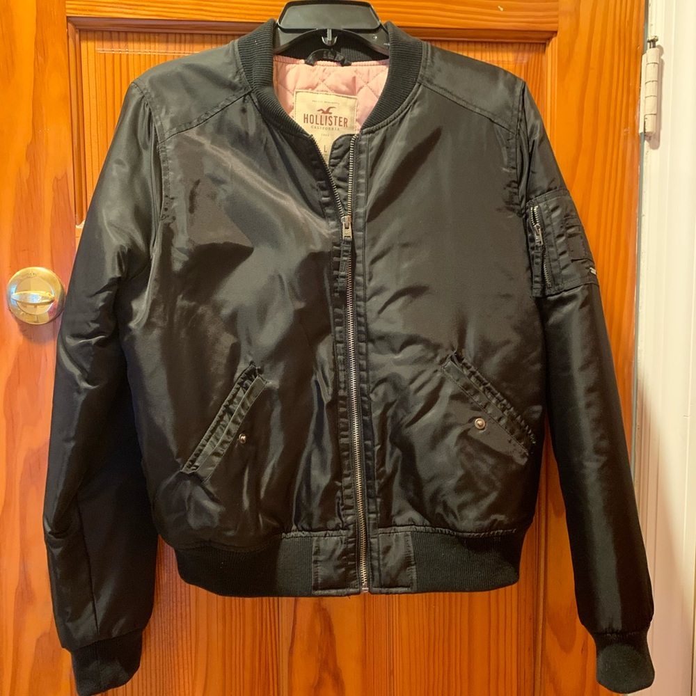 Hollister black bomber jacket